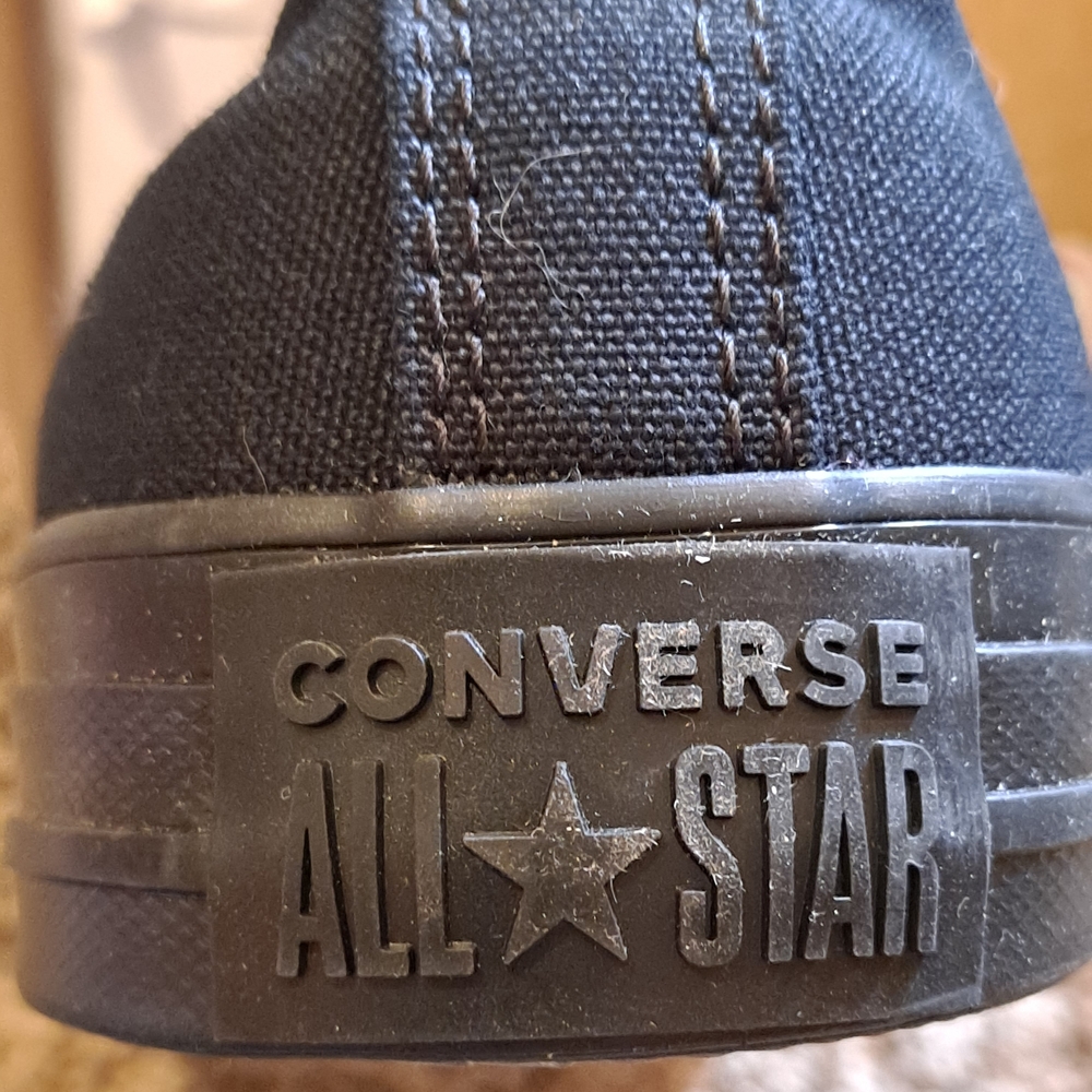 Converse Chuck Taylor All Star Low Top Sneakers - Black Monochrome Size 7.5 - Picture 6 of 8